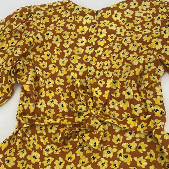 FAITHFULL THE BRAND Sm Ilia Thelma Floral Tie Back Dress Saffron Yellow Orange - Picture 12 of 13